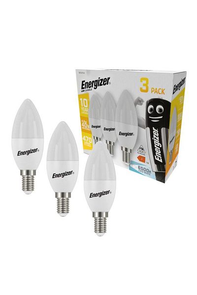 Energizer Pachet 3 x Bec LED Candle, 4.9W, E14, 470 lumeni, 6500K, unghi de iluminare 240, Clasa energetica F,
