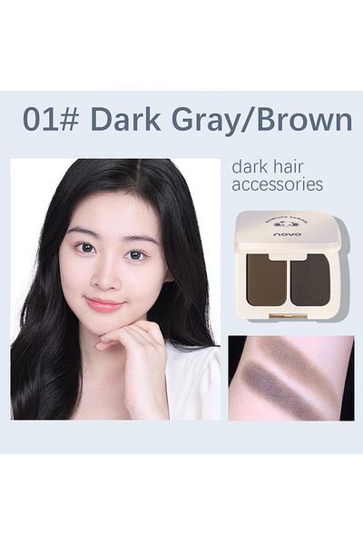 No-vo Two-Colors Hairline Powder, Instantly Hairline Powder, Quick Cover Grey Hair Root Concealer