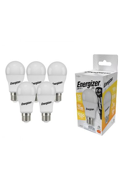 Energizer Set 5 becuri LED GLS, E27, 1060lm, lumină neutră, 12 W, echivalent cu 75 W, clasă energetică F