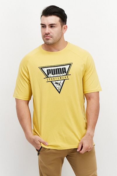 Puma Men Sportswear Fit Brand Logo Training T-Shirts, Yellow