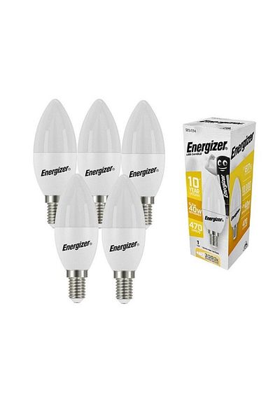 Energizer Set 5 becuri LED Energizer, E14, 5.2 W, echivalent a 40W, 470 lm, 3000K, lumină caldă, clasa energetică F