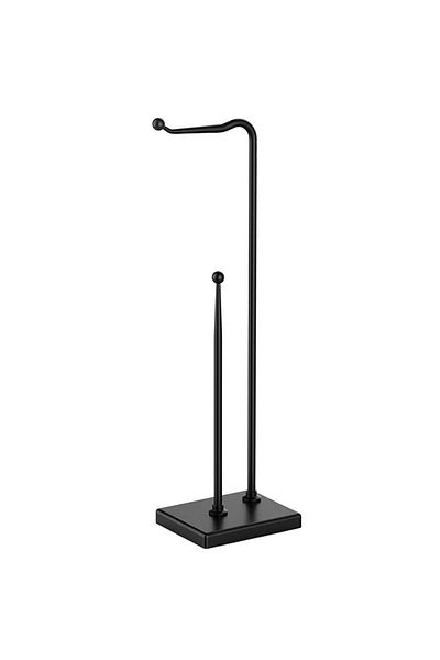 Quasar & Co. Suport hartie igienica, cu raft depozitare, 15 x 18.5 x 64 cm, metal, negru