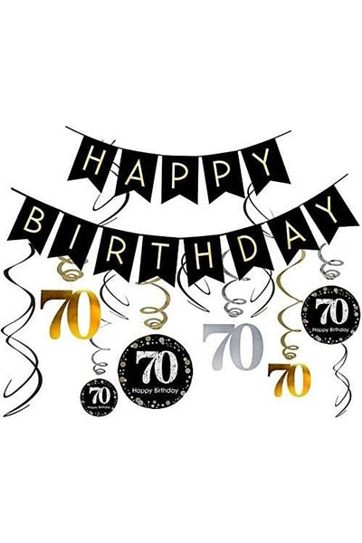 INTVN 70th birthday set, PVC, gold/black, 13 pieces
