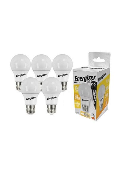 Energizer Set 5 becuri LED mini glob energizator, 4.9W, E27, 470 lumeni, 3000K, clasa energetică F