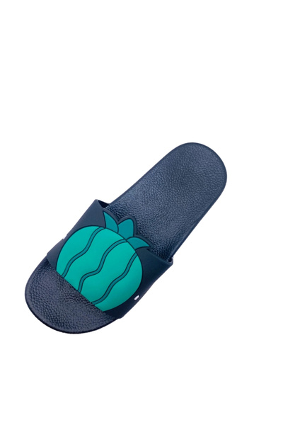 TECOS Women's beach or pool slippers, TECOS, pineapple print, black, size 40-41, 25.5 cm