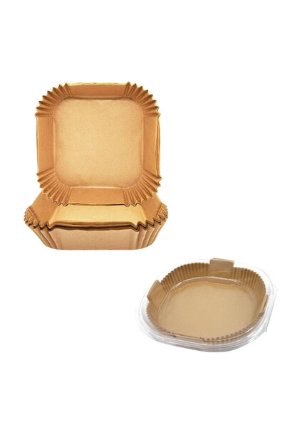 Mercaton Set 100 hartii copt pentru Airfryer, forma patrata, cu suport plasti...