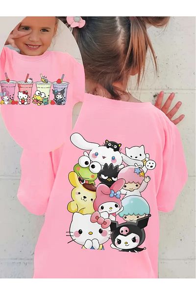 Touz Moda Унисекс тениска с голям размер H Kity Friends Kids Design