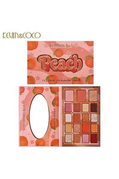 Kevin Set Palete de Machiaj Flo & COCO, Peach, Fard de Pleoape, 19 Culori, pentru Copii
