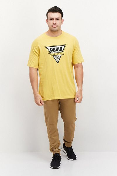 Puma Men Sportswear Fit Brand Logo Training T-Shirts, Yellow