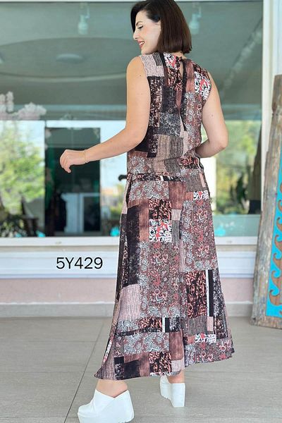 İnce Topuk Zero Sleeve Casual Viscose Suit 5Y429