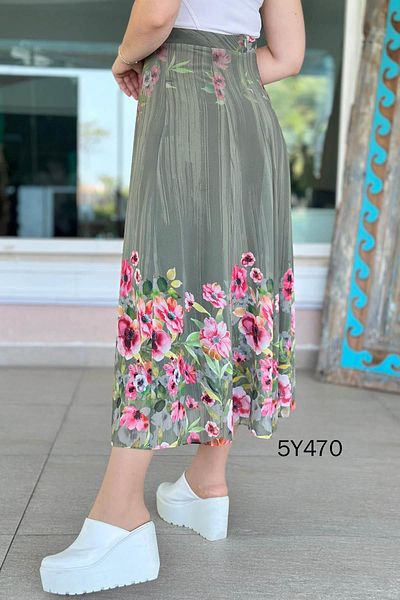 İnce Topuk Patterned Chiffon Skirt 5Y470