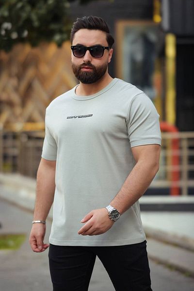 STOCX Men's Oversize Basic T-Shirt with "Down up the Process" Text Detail