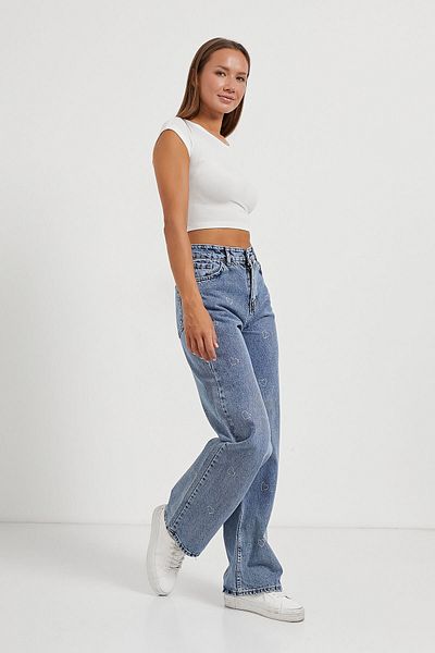 Arma Life PANTALONI DE DAME ARMALIFE 2058 STONE HEART DETALII DREPTI DENIM