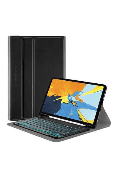 Rao Smart Case with Keyboard for iPad Pro 11 2018/2020/2021/2022, CozyTab Case, G56, Silicone, Pitch Bla
