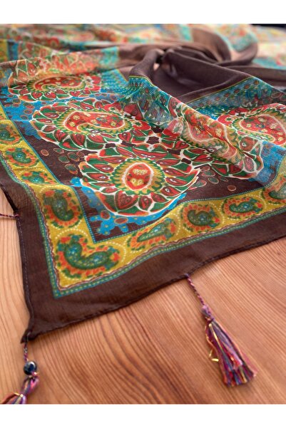Bohemian Brown Ethnic 110 X 110 cm Pareo Shawl Paisley1758091