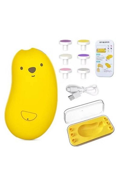SOL Set pilă electrică de unghii pentru copii și bebeluși, ABS, încărcare USB, model animat, 6 accesorii, cu