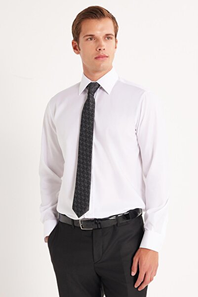 Tudors Erkek Regular Fit Beyaz Non-Iron %100 Pamuk Doğa Dostu Ekoteks Belgeli Ütü Gerektirmez Beyaz Gömlek