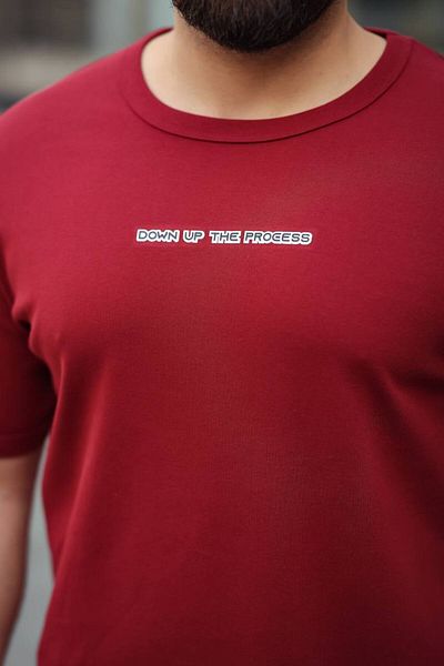 STOCX Men's Oversize Basic T-Shirt with "Down up the Process" Text Detail