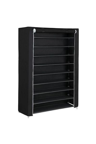 Mercaton Organizator de pantofi cu 9 rafturi, material textil și tuburi metalice, 100 x 28 x 162 cm, negru