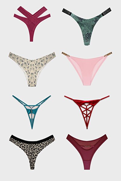 Cottonhill Kadın Bikini Külot Brezilya Külot Tanga Külot Karma Paket 5'li