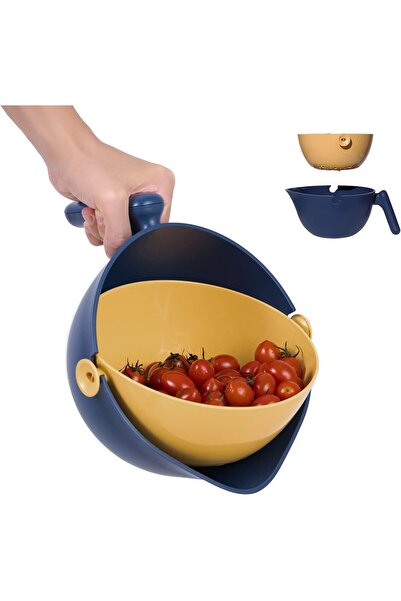 SOL Bol de bucătărie cu două straturi și coș de scurgere detașabil, 2L, 29,9 x 22,5 x 11,8 cm