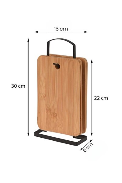 Bayev Wenken Bamboo 4-Piece Cutting Board Set with Metal Stand 3474 - 4 Piece Cutting Board Set