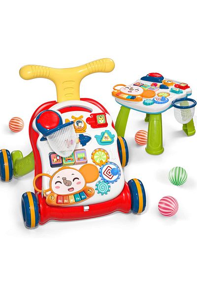 İSP Antemergator Interactiv 5 in 1, "LikeSmart Elephant Stroller PLUS" cu Masuta Interactiva Detasabila,