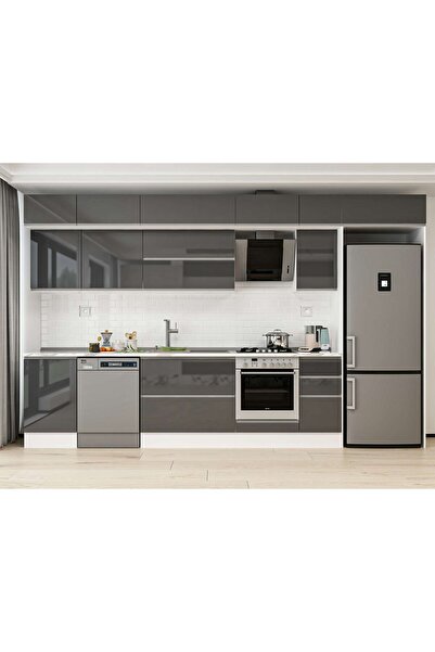 Alvinka 370X240 Cm High Gloss Mutfak Dolabı Mb-E80S50S40-2 High Gloss | Antra...