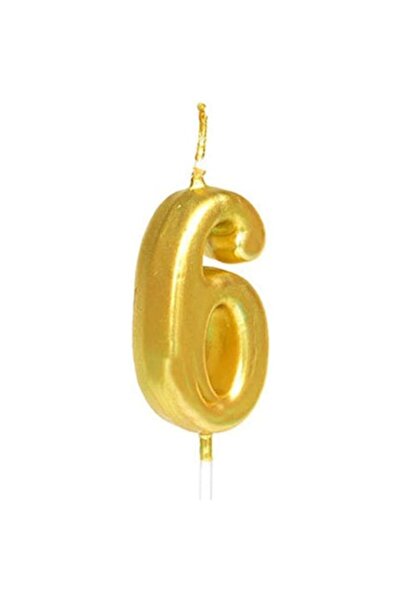 Flo Lumânare 4,5 x 2,5 cm, aurie, numărul 6