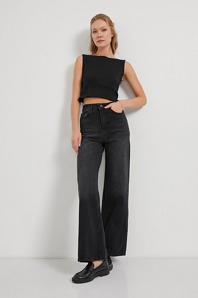 Arma Life Armalife 2403 High Waist Wide Leg Denim Women's Trousers