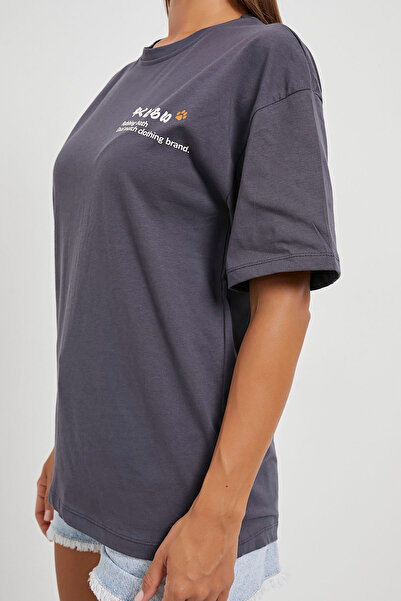 Arma Life Women's Cat Back Print Summer Smoked Oversize T-Shirt