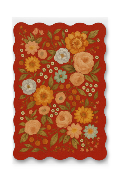 Rugs Modern Halı سجادة موسو برتقالية غير متماثلة على شكل زهور بنمط زهور منسوجة وقاعدة زخرفية حديثة mosso145