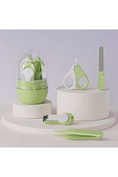 Flo Set 4in1 Nail Care for Babies, Jar Storage Box, 0-6 Years, 10 x 7 x 6 cm, Green