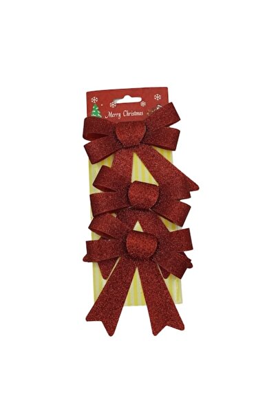 Danex Set 3 fundite pentru brad, Rosii, cu sclipici, 10 x 11 cm, din poliester