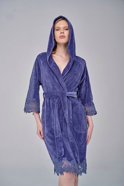 Nuşa Robă elegantă și elegantă din dantelă Niki din catifea din bumbac