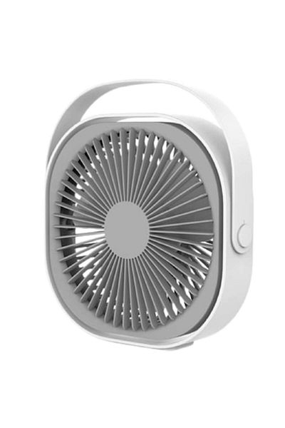 SOL Mini ventilator de birou cu USB, rotație 360 de grade, 3 viteze, 4000 mA, 13,5 x 12,8 cm, Gri