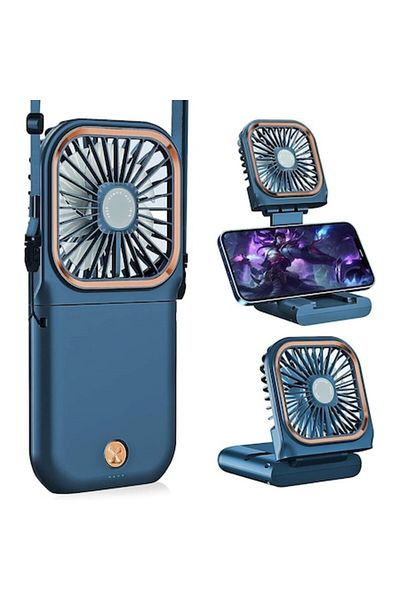 SOL Ventilator portabil pliabil, 3 în 1, de mână, pentru gât, pentru birou, 16,7x8x1,9 cm, 3 setări de viteză, încărcare USB,