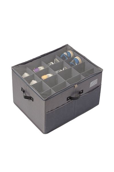 Flo Shoe Storage Box, 53x42x33 cm, with Transparent Lid and Zipper, Made of Oxford Canvas,