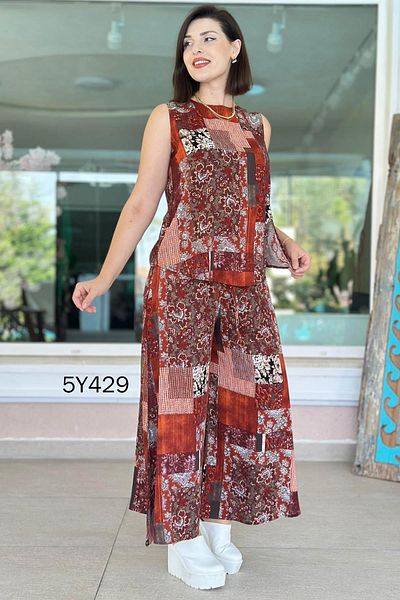 İnce Topuk Zero Sleeve Casual Viscose Suit 5Y429