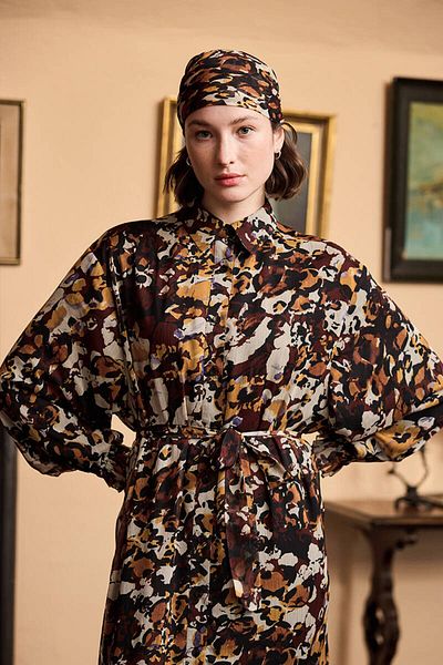 BE BLUE Violet Patterned Chifon Dress