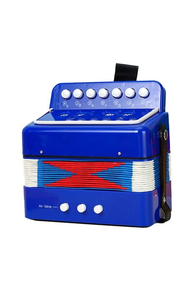 dalip Acordeon pentru copii, Flippy, acordeon de jucărie pentru educație timpurie, 7 butoane, 2 basuri, instrument muzical