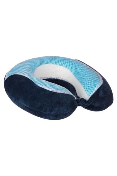 OEM Anatomical Travel Pillow with Memory Foam & Cooling Gel Blue 27cm