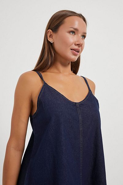 Arma Life Rochie de vară cu bretele subțiri pentru femei, mini blugi bleumarin