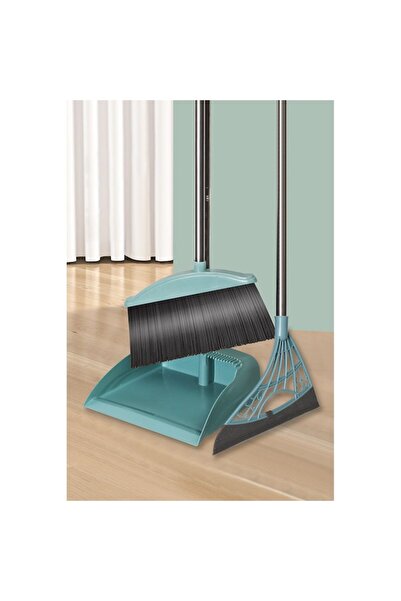 FEN Set broom, dustpan with handle, silicone broom, for domestic use, blue, 90x72x100 cm