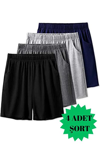 JustBS Erkek 4'Lü Büyük Beden Spor Şort