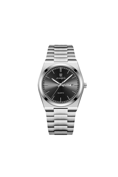 REDz Accessories Ceas bărbătesc premium, stil Business Lux, cuarț, oțel inoxidabil, negru argintiu