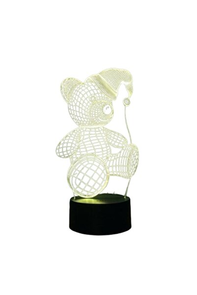 Flo Lampa de Veghe cu Telecomanda si Baterii/USB 3D Model Ursulet Multicolor