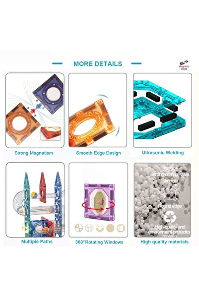 OEM Magnetic Building Blocks, 3 years+, 129 elements, Multicolor