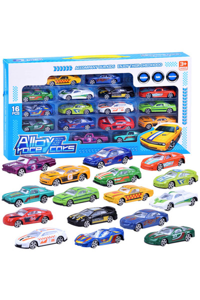 İSP "Likesmart Alloy Race Cars" metal and plastic alloy car set, 16 cars, Multicolor