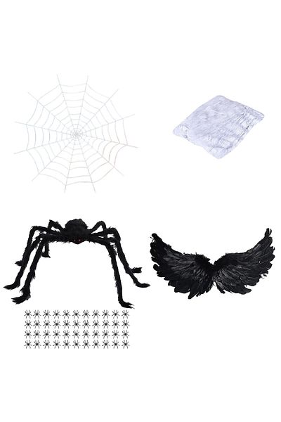 Herefun Set decorațiuni Halloween, plastic/textil, negru/violet/alb, 25 piese
